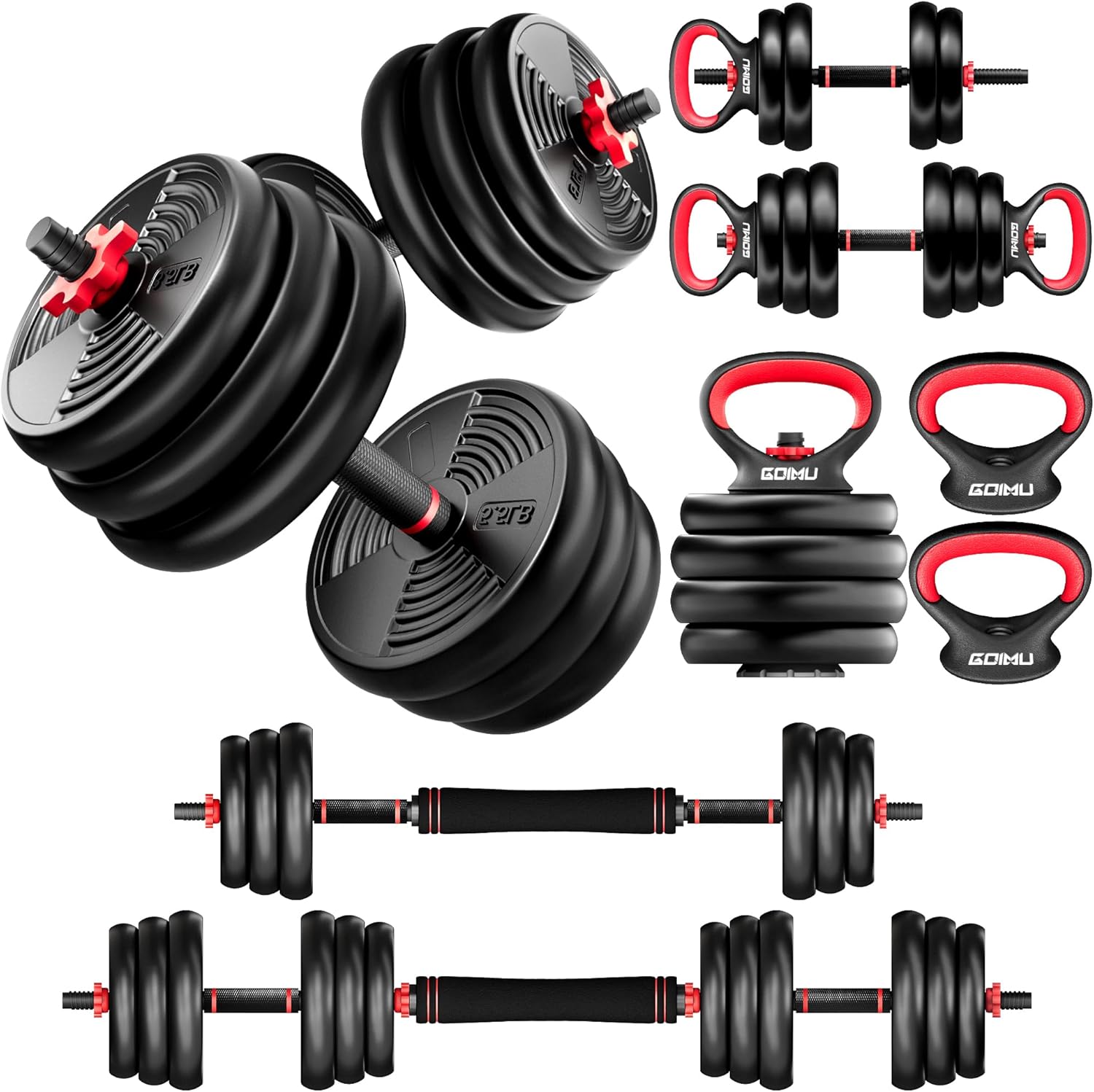GOIMU 4-in-1 Adjustable Dumbbells 55 lb