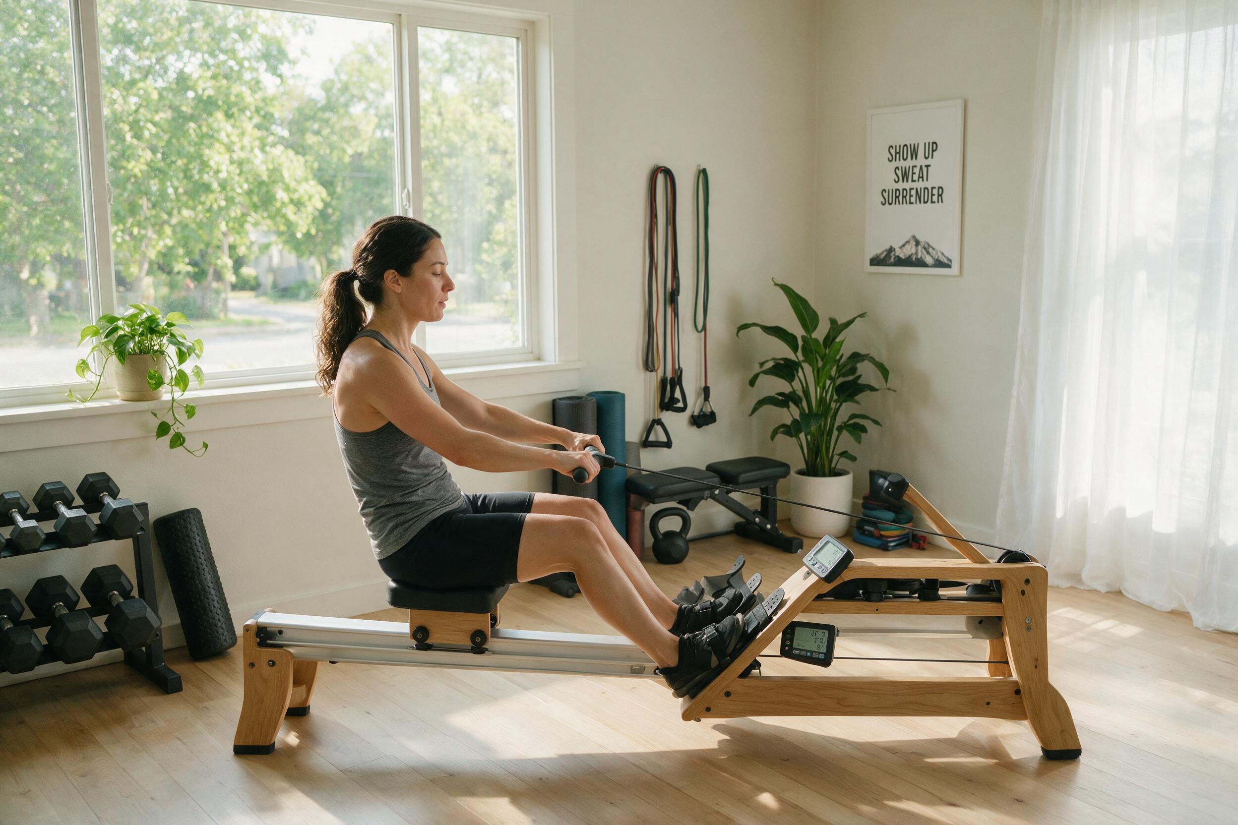 Person using rowing machine