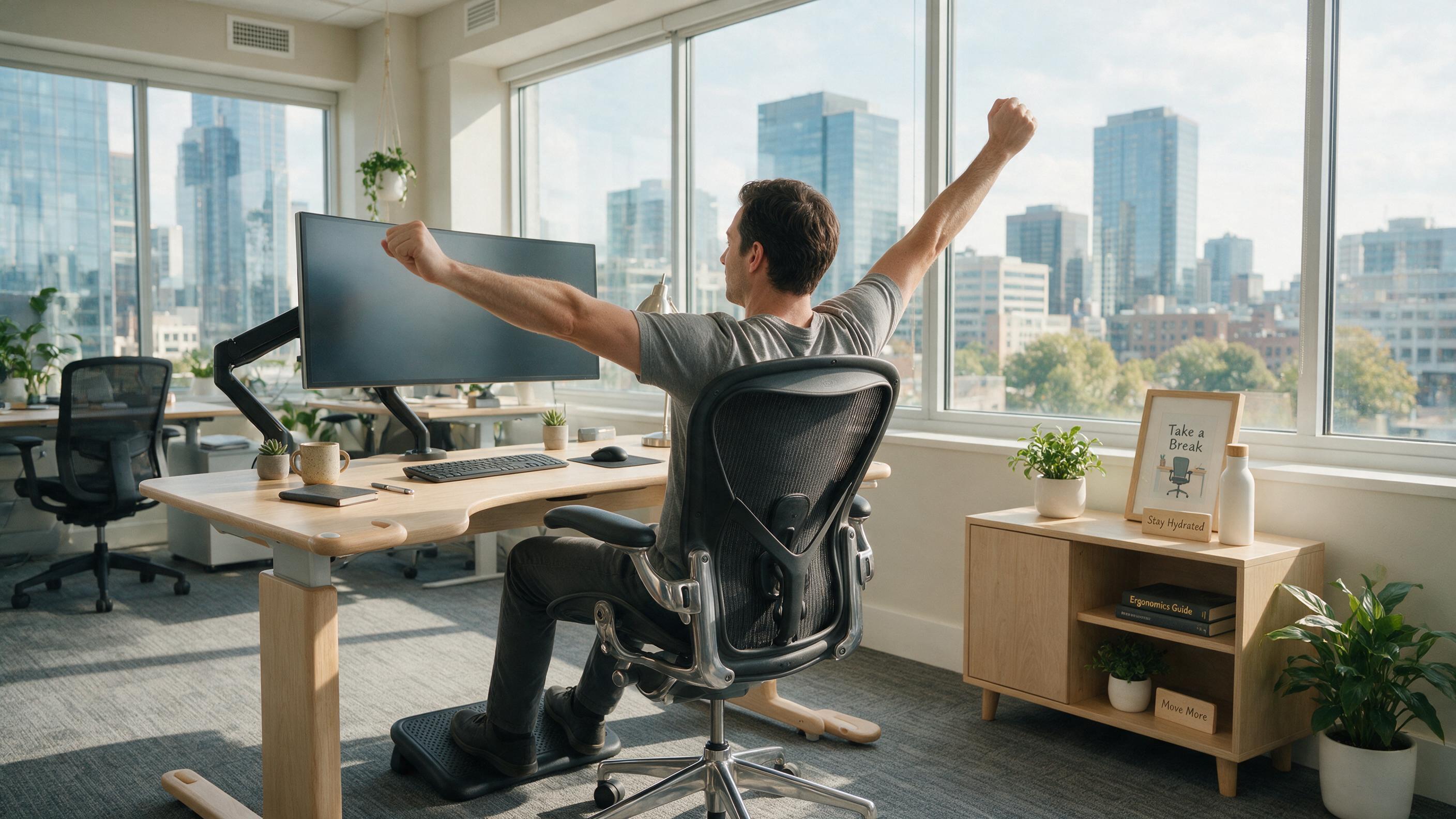 Office worker doing desk stretches