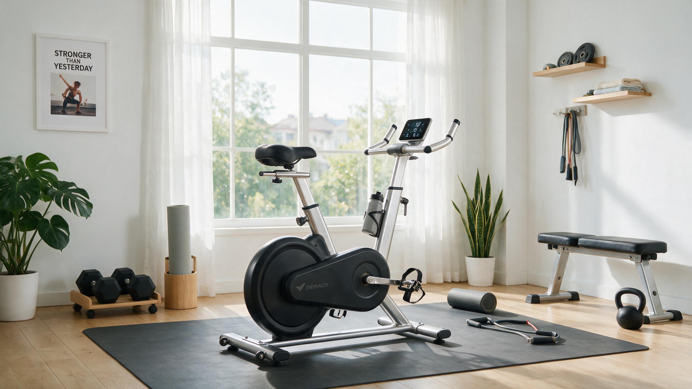 Exercise bike in home gym