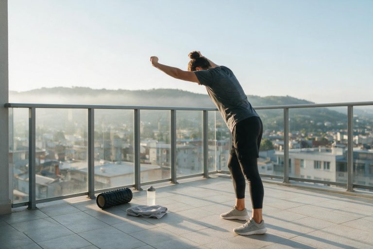 Person stretching sore muscles after workout