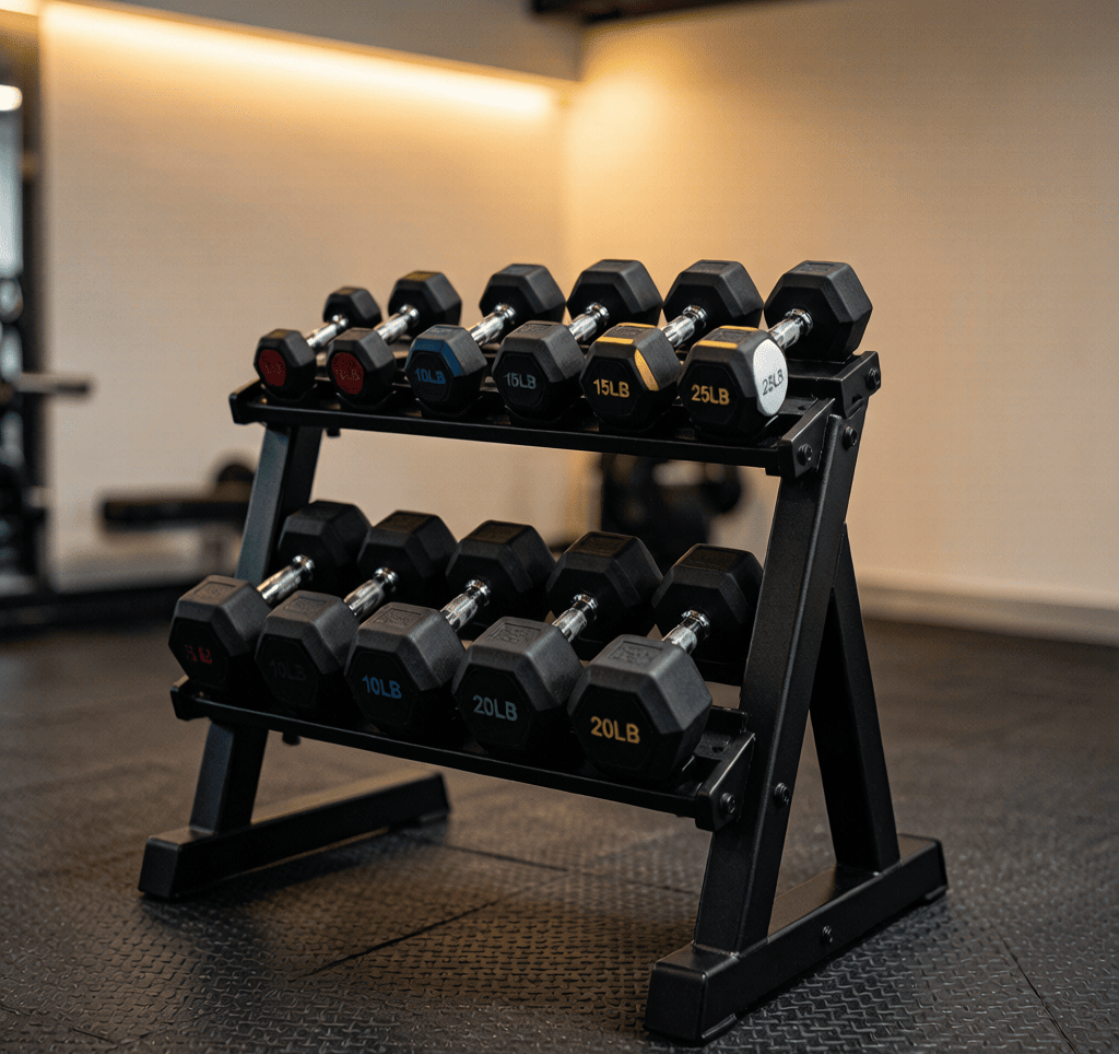 Complete Fixed-Weight Dumbbell Set for Home Gym