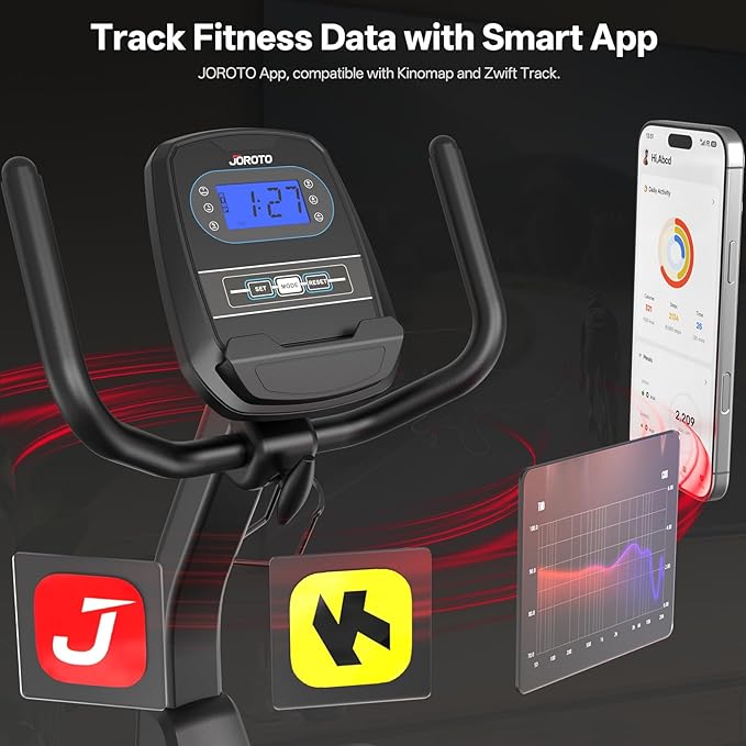 JOROTO JH50 recumbent exercise bike Bluetooth connectivity with Zwift and Kinomap