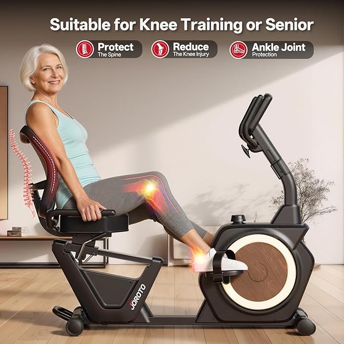 JOROTO JH50 recumbent bike senior-friendly easy access flip-up backrest