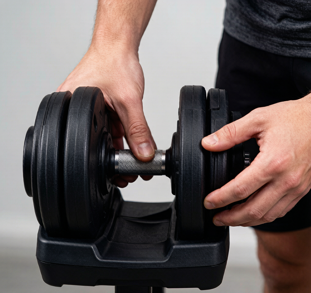 Adjusting weight on dumbbell