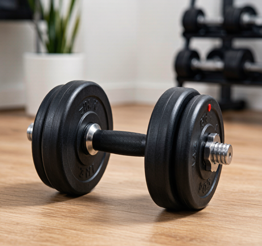 Adjustable dumbbell close-up home gym