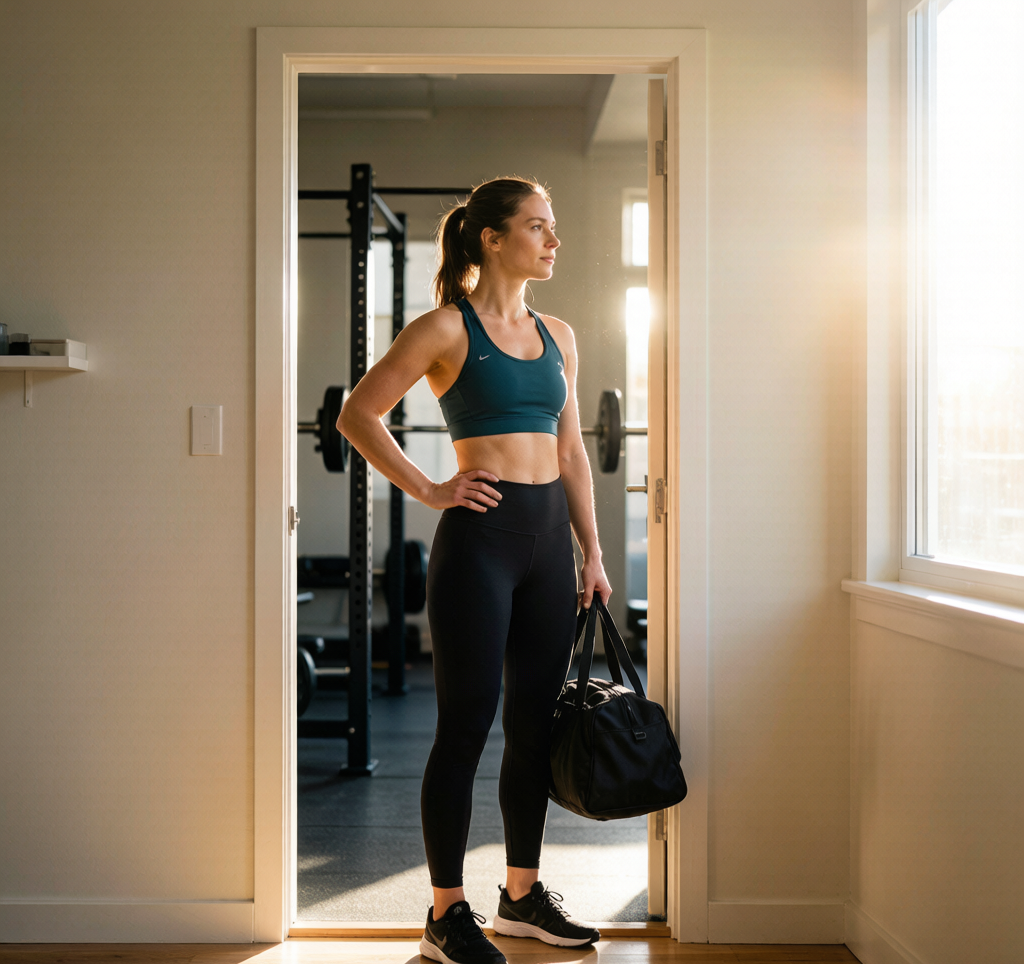Person with gym bag ready for workout