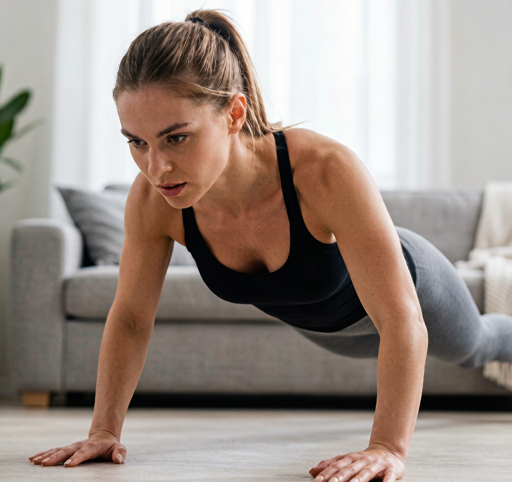 Push-up pressing phase with arms extending