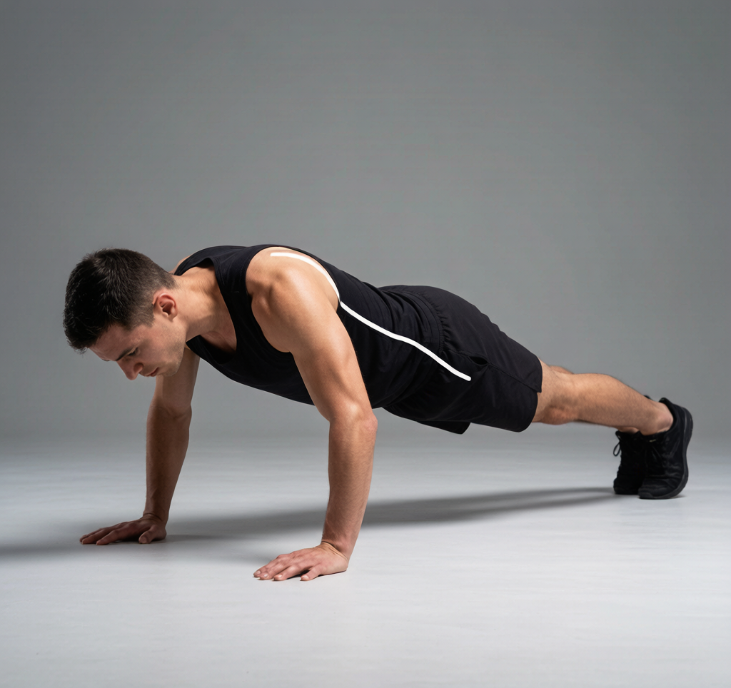 Incorrect push-up form with sagging hips side view