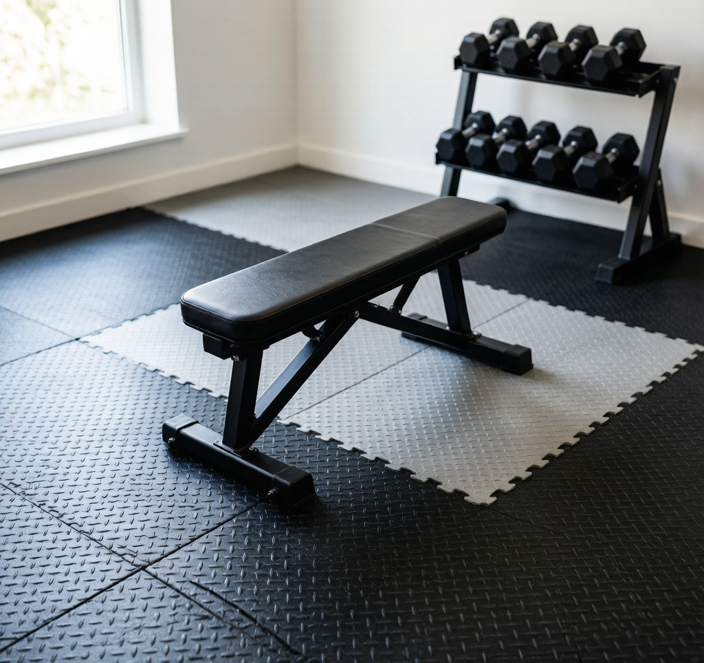 Interlocking rubber floor tiles home gym