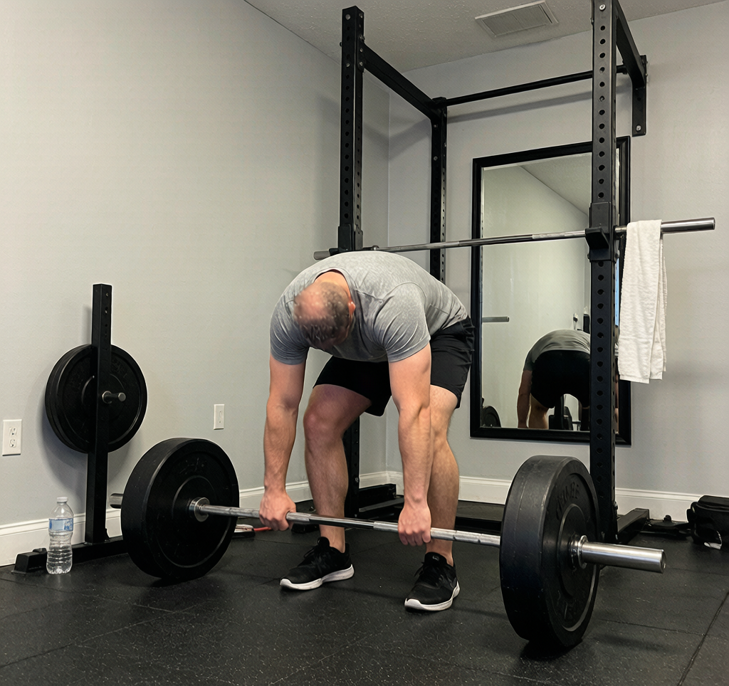 Deadlift setup proper form barbell on ground