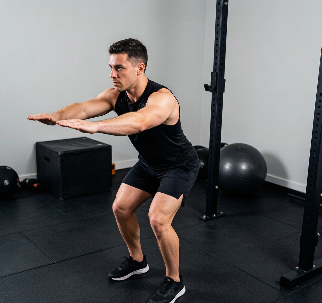 Person doing hip hinge bodyweight deadlift alternative