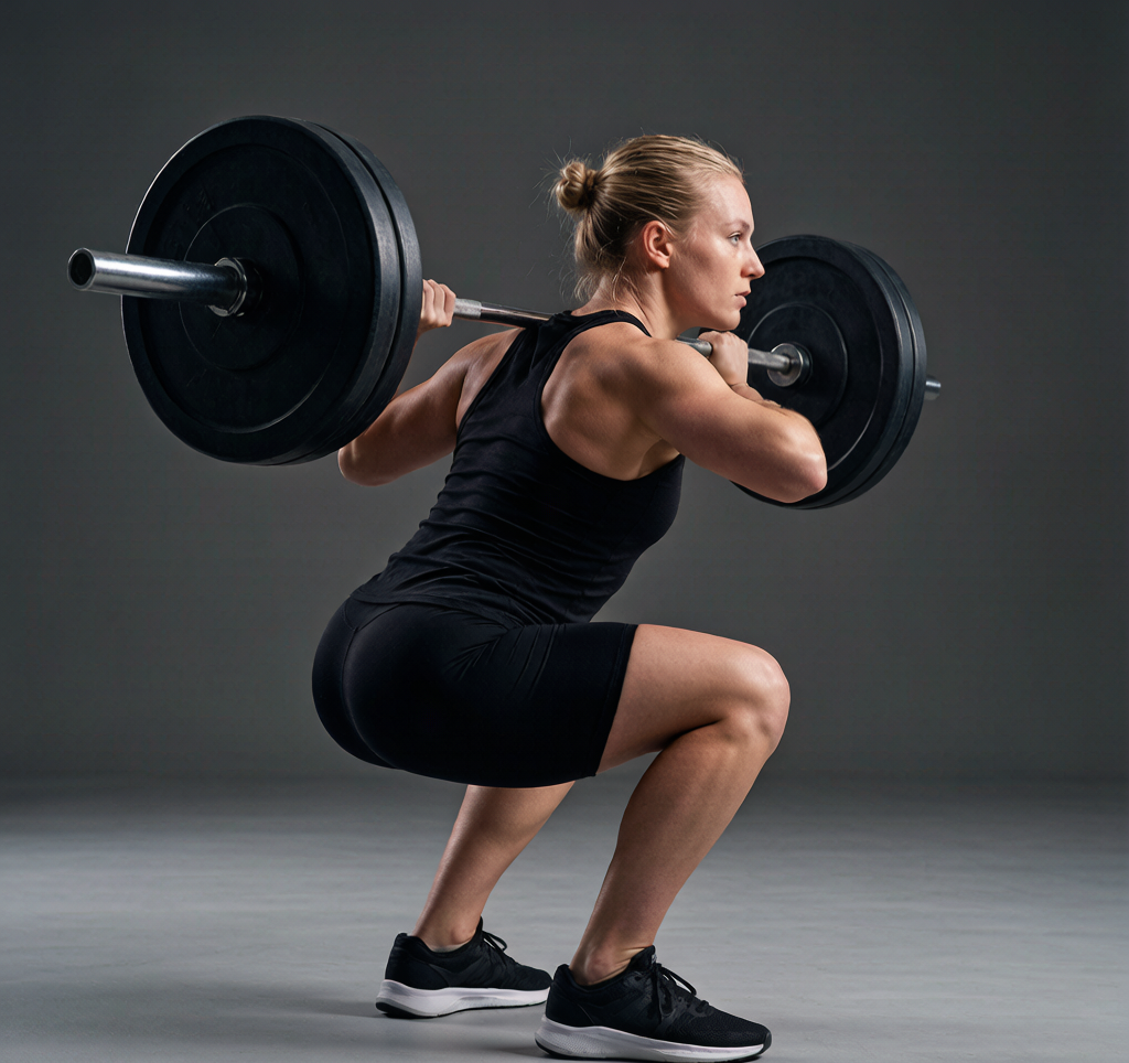 Squat starting position ready to descend