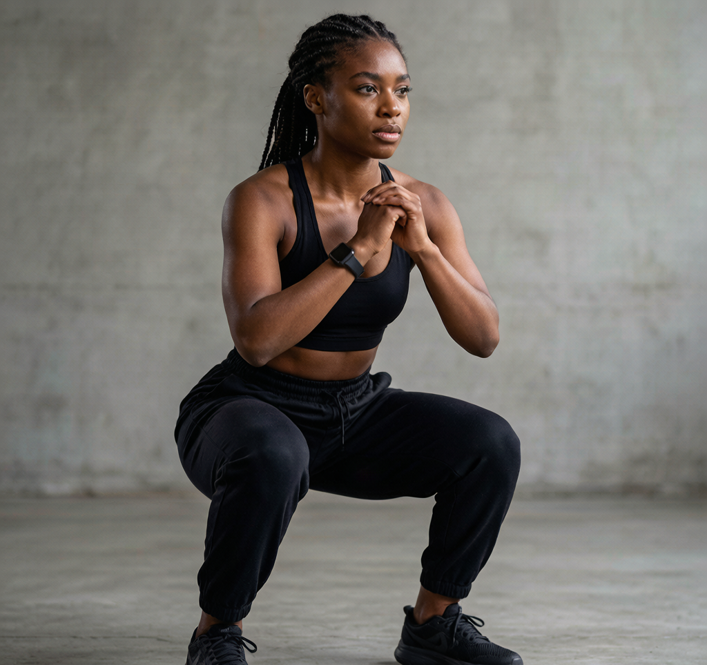 Mid-squat descent proper form knees track