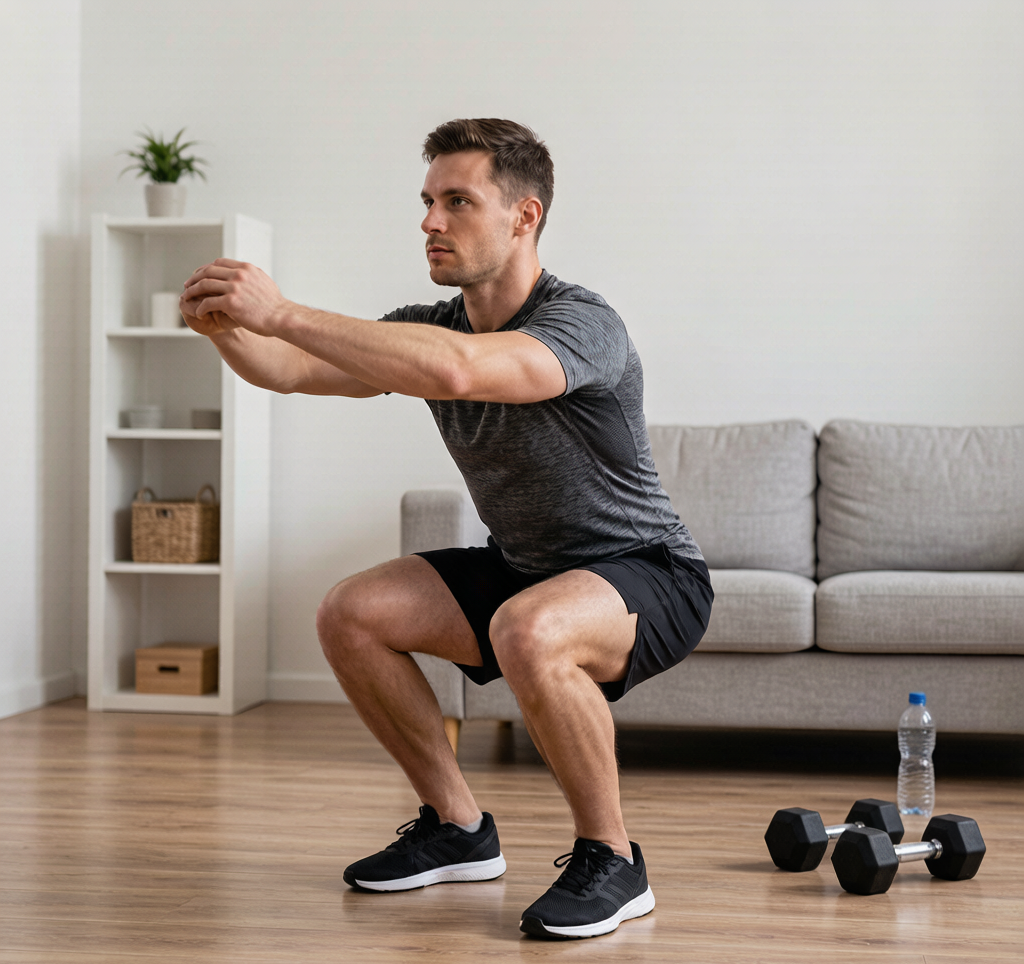Bottom of squat position parallel depth heels down