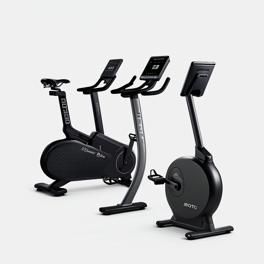 Peloton Bike, NordicTrack S22i, and JOROTO JH50 stationary bikes side by side