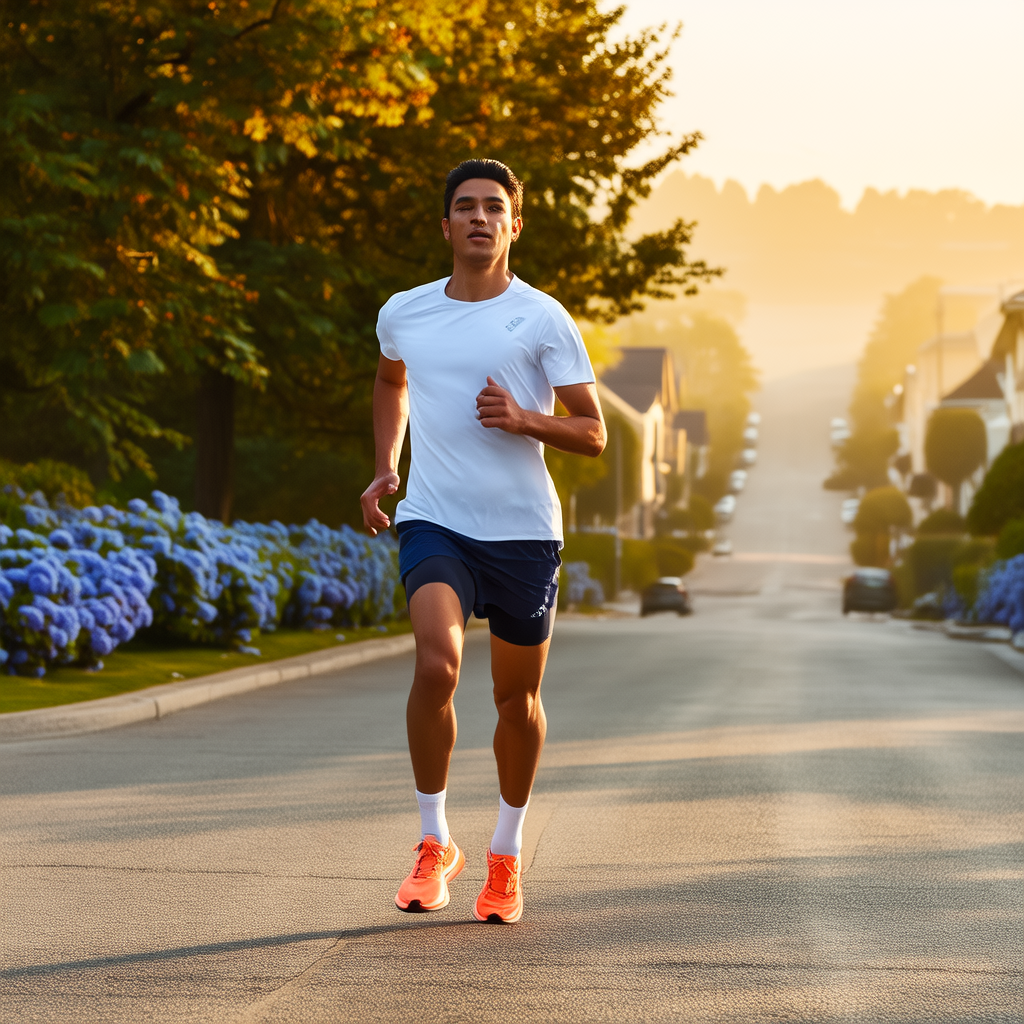 Person doing a fasted cardio warm-up outdoors in morning light
