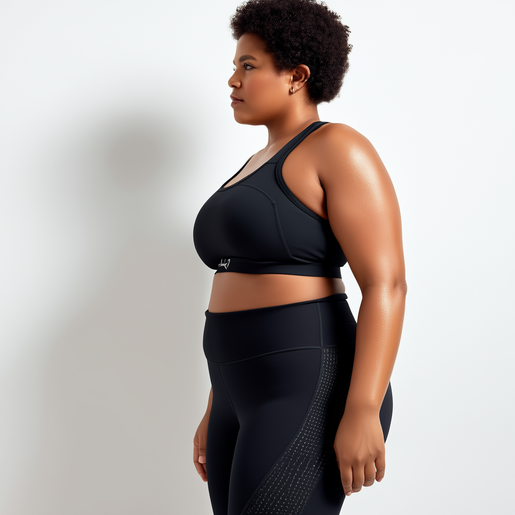 Plus-size person performing a wall push-up with hands on a wall, feet planted, body in a straight line