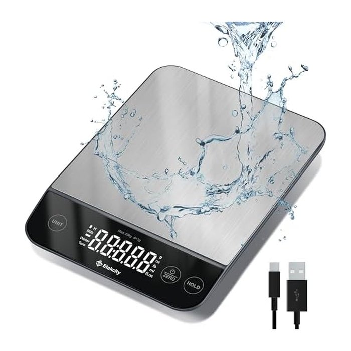 Etekcity 22lb Food Kitchen Scale, USB Rechargeable, IPX6 Waterproof | Digital sc