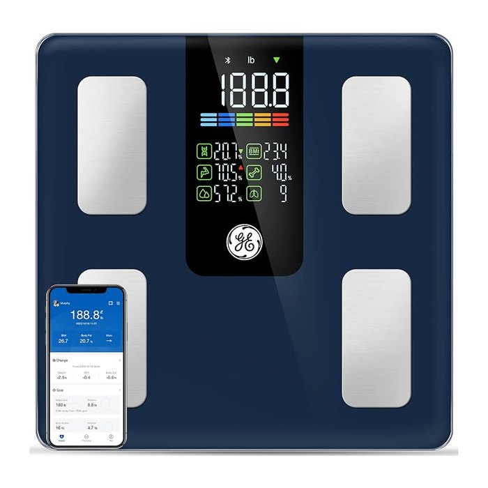 GE Smart Scale for Body Composition, Weight, BMI, 500lb, Large 11.8-Inch | Body