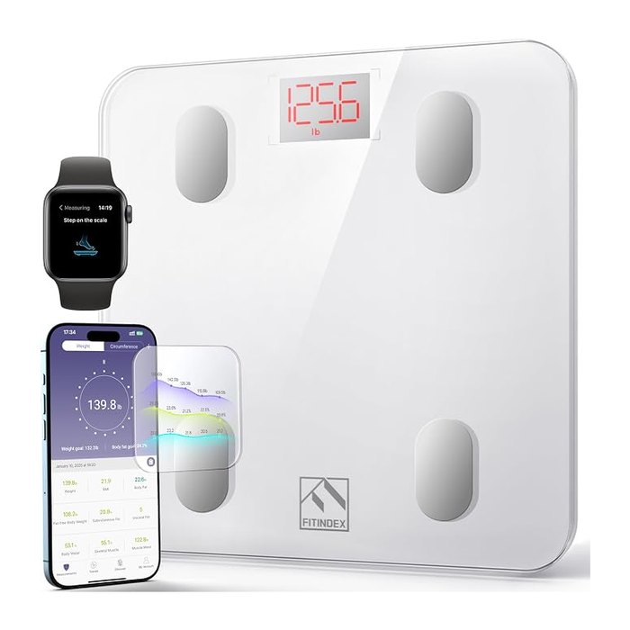 FITINDEX Smart Scale for Body Weight, BMI Body Fat, 13 Metrics, Bluetooth | Dig