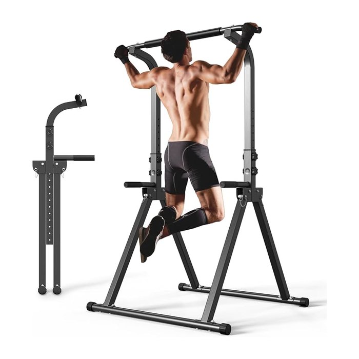 YYJO Foldable Pull Up Bar Free Standing Multi-function Power Tower Dip Bar with
