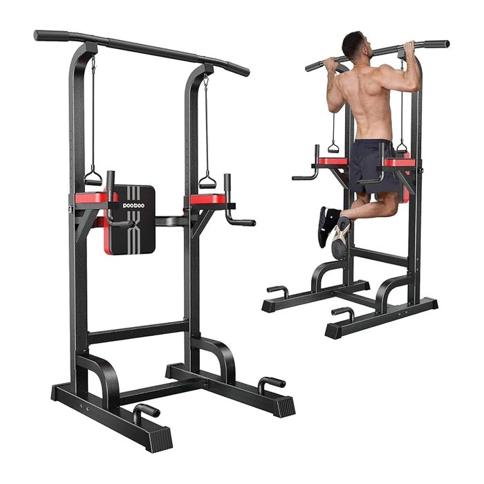 Pull Up Bar Power Tower Dip Station, 450LB Adjustable Home Gym Equipment | 11-he