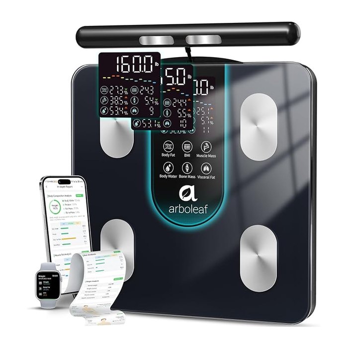 arboleaf Smart Scale for Body Weight, Dual-Frequency 8-Electrode BIA | 7-in-1 di