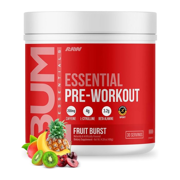RAW Essential Pre-Workout Powder (Fruit Burst) - Chris Bumstead Sports Nutrition