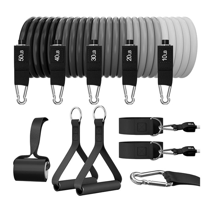 WHATAFIT Resistance Bands with Handles, 5-Level Exercise Bands for Workout | Nat