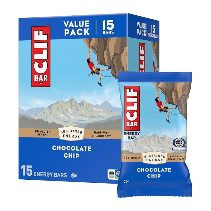 CLIF BAR Protein Energy Bars, Chocolate Chip, 15ct