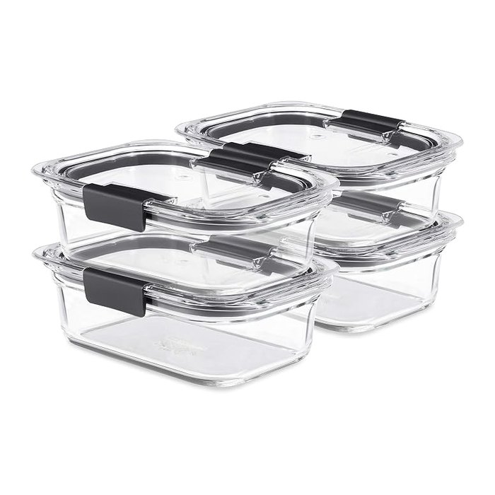 Rubbermaid Brilliance Glass Food Storage Containers, 3.2 Cup, Set of 4, BPA-Free