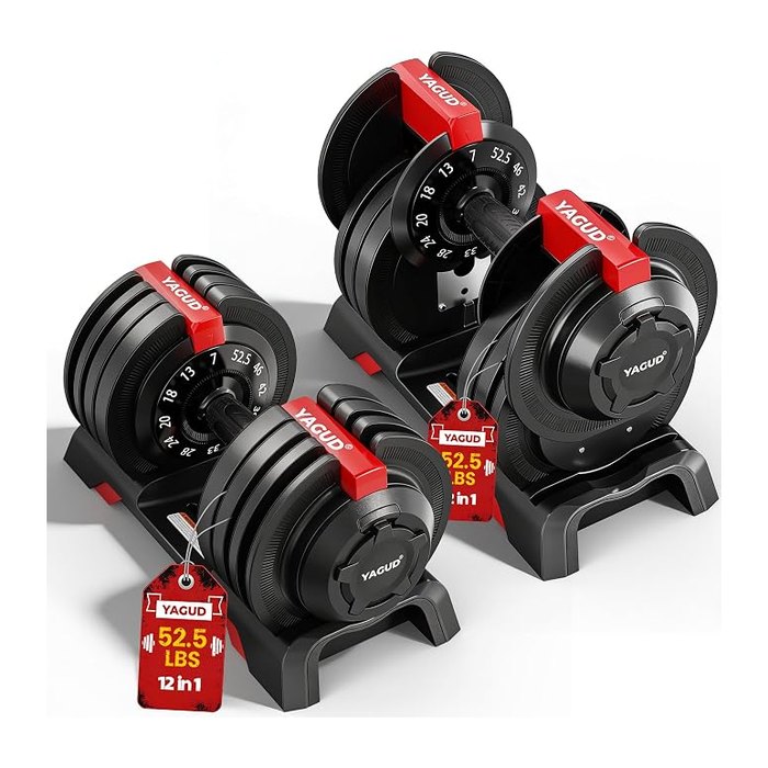 Yagud Adjustable Dumbbell Set, 52.5/90 lbs Adjustable Weights Dumbbells | 12/16