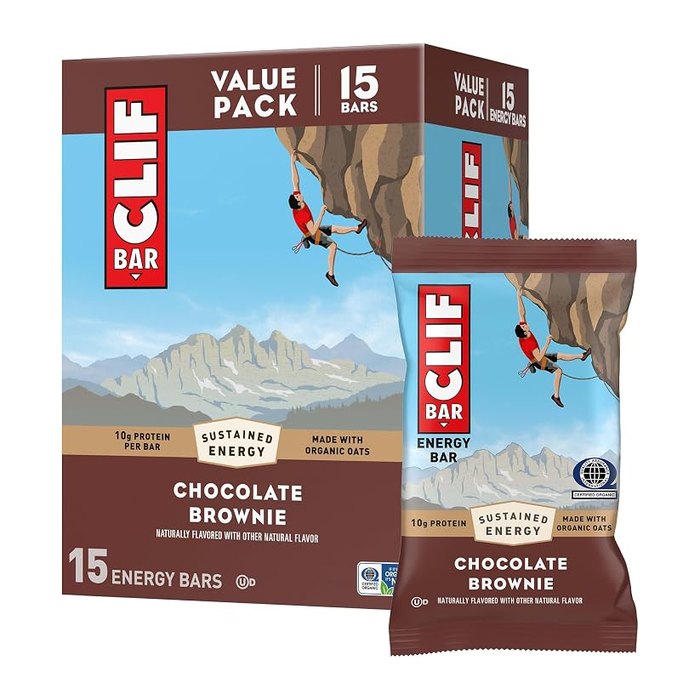 CLIF BAR Protein Energy Bars, Chocolate Brownie, 15ct | 10g Protein, Made with O